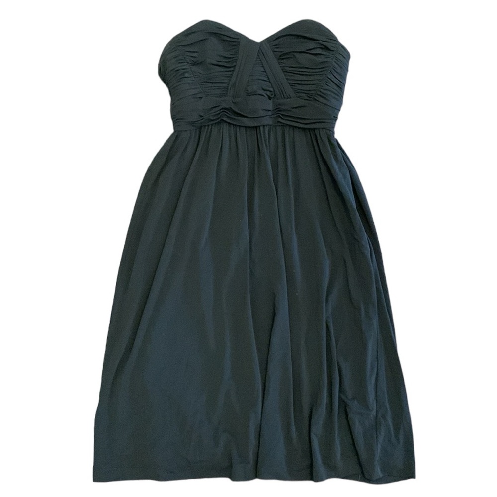 GIANNI BINI STRAPLESS DRESS BLACK PLEATS SWEETHEART NECK COCKTAIL PARTY FEMININE
